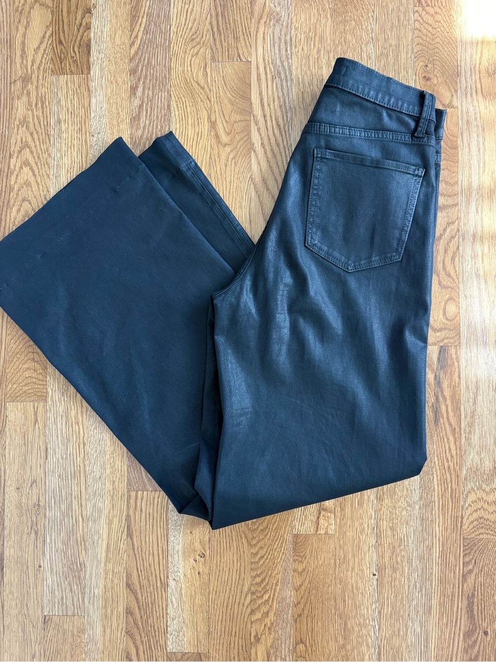 Joe’s Mia Black Coated High Rise Wide Leg Jeans
